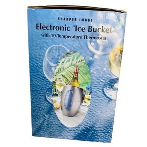Sharper Image Electronic Ice Bucket Cooler GF-201 Chills & Warms Wine Silver
